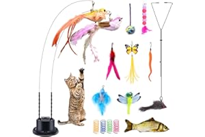 FUNCREVITY Suction Cup Cat Toy 3 in 1 Interactive Bird Toy for Cats Super Suction Cup Cat Feather Toys Durable Cat Wands Hanging Cat Toy Interactive Cats Toys for Indoor Cats