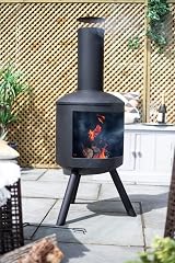 La Hacienda Barola Steel Chiminea Patio Heater Black - Modern Design view 4