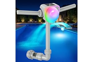 KSHEAT 2 in 1 Pool Fountain with Solar Pool Lights, 360°Adjustable Dual Spray Sprinkler Head Water Fountain, Auto Sprinkler, Waterfall Sprayer for Cool in/Above Ground Pool Water