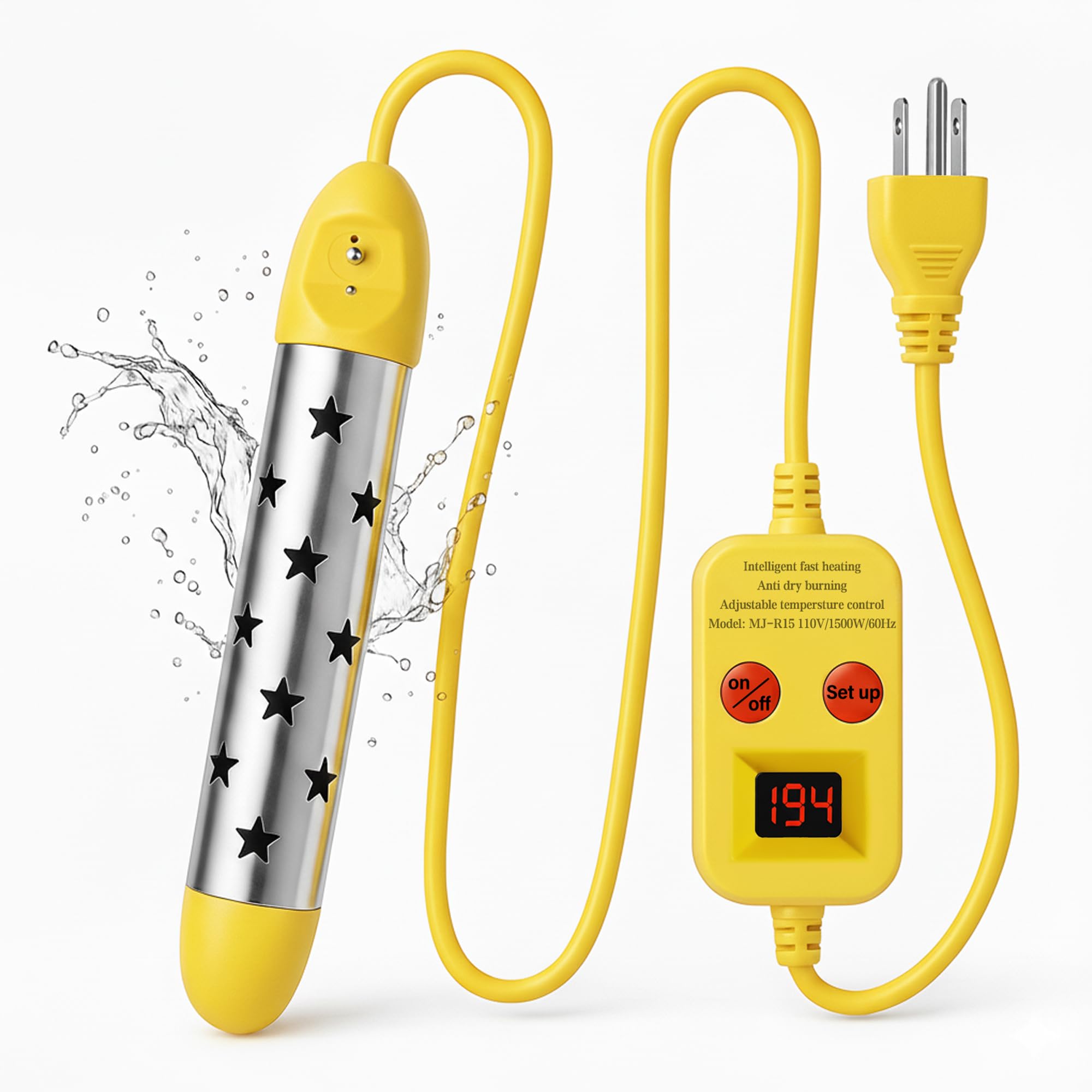 Photo 1 of Immersion Water Heater 1500W, Portable Submersible Water Heater with Intelligent Temperature Control, Stainless Steel & Dry-Burn Protection, for Bathtubs, Hot Tubs, Pools, Buckets