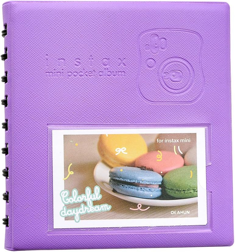 HKYIYO 3 inch Mini Camera Album Book / Name Card Holder for Fuji Instax Mini 8 70 7s 25 50s 90 Films Camera - Purple