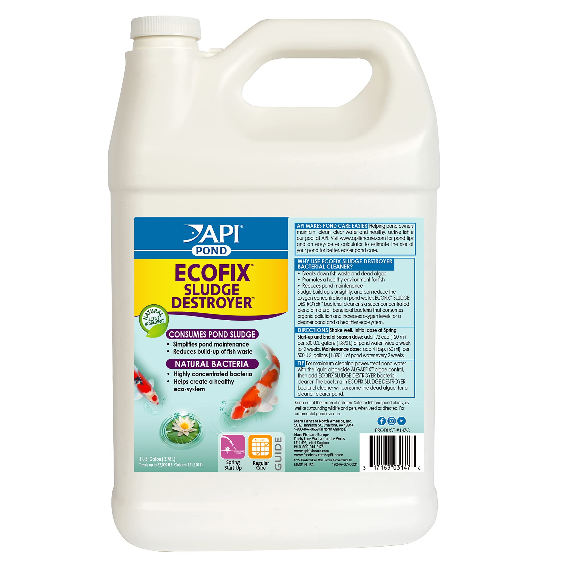 API POND ECOFIX SLUDGE DESTROYER Pond Water Clarifier and Sludge Remover Treatment 3.78-Litre Bottle
