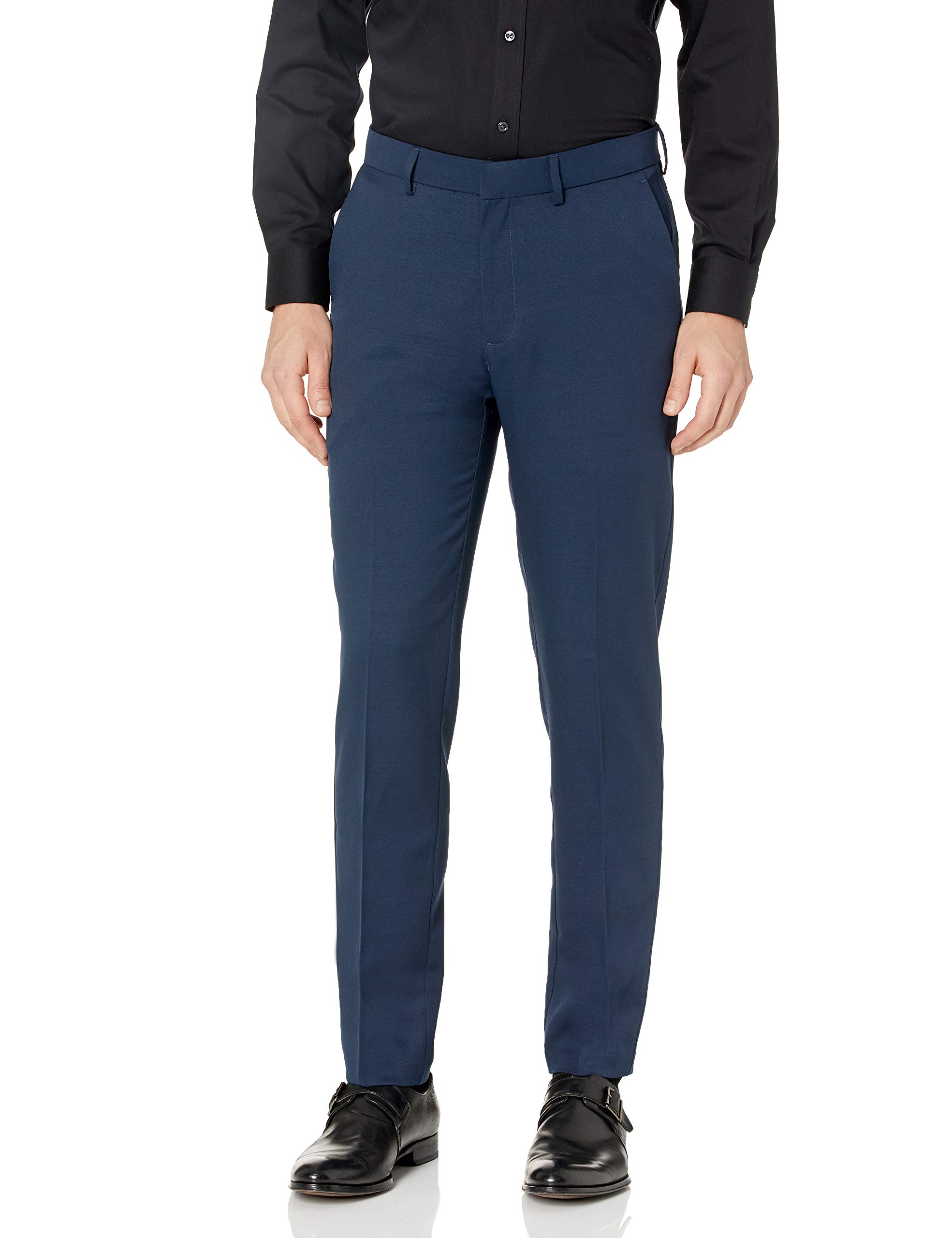 Kenneth Cole Unlisted Men's Heather Gab Slim Fit Flat Front Flex Waistband Dress Pant