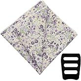 Luckyvestir Floral Pocket Squares for Men Suit Cotton Handkerchief with Pocket Square Holder for Jacket Wedding Party Groom