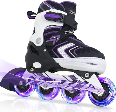 Nattork Adjustable Inline Skates for Girls Purple Size 10-13 Illuminating 8