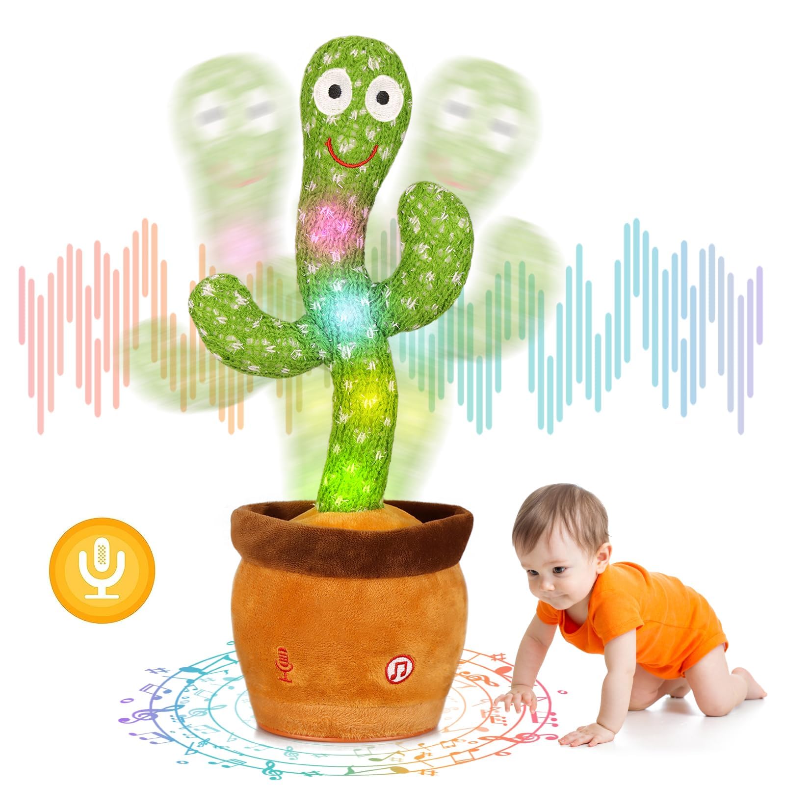 Photo 1 of Emoin Dancing Cactus Baby Toys, Talking Cactus Repeats What You Say Dancing Mimicking Toy with LED English Sing Talking 15 Second Voice Recorder Musical Toys