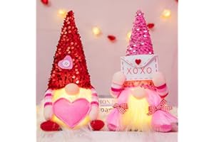 quescu 2Pcs Lighted Valentine Gnomes Plush,Light Up Valentines Day Gnomes Decor Gifts for Him Her, Tiered Tray Party Decor Home Table Decorations