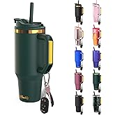 Frost Buddy Thicc Buddy - 40 oz Stainless Steel Vacuum Insulated Tumbler with Lid and Straw for Water - Travel Mug Cupholder Friendly - Gifts for Women Men Him Her (Emerald Elegance)