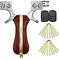 Obert Professional Slingshots for Hunting with 10 Flat Slingshot Bands with 1 Slingshot Bag Stainless Steel Slingshot Wooden Handle Sling Shot with Spirit Level for Adults