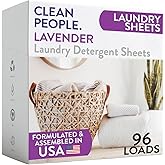 The Clean People Lavender Laundry Detergent Sheets - Laundry Soap - Ultra Concentrated, Recyclable Packaging, Stain Fighting - Lavender, 96 Pack