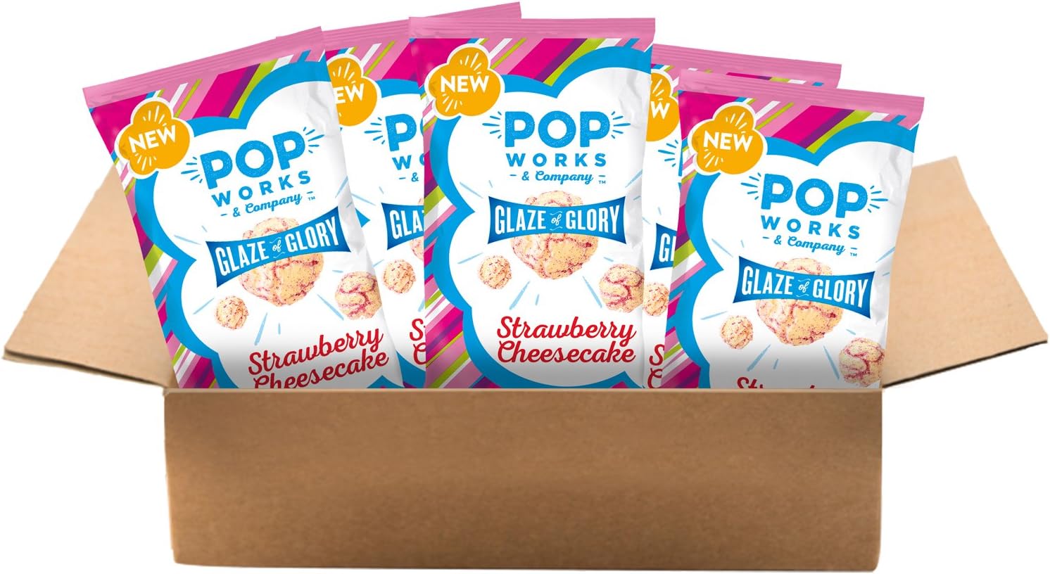 Popworks Strawberry Cheesecake Flavour Popcorn, 110 g, Pack of 5