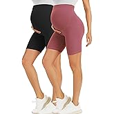 BONVIGOR Maternity Shorts Over The Belly - 5" Biker Workout Yoga Active Athletic Pregnancy Short Pants Lounge Pajama