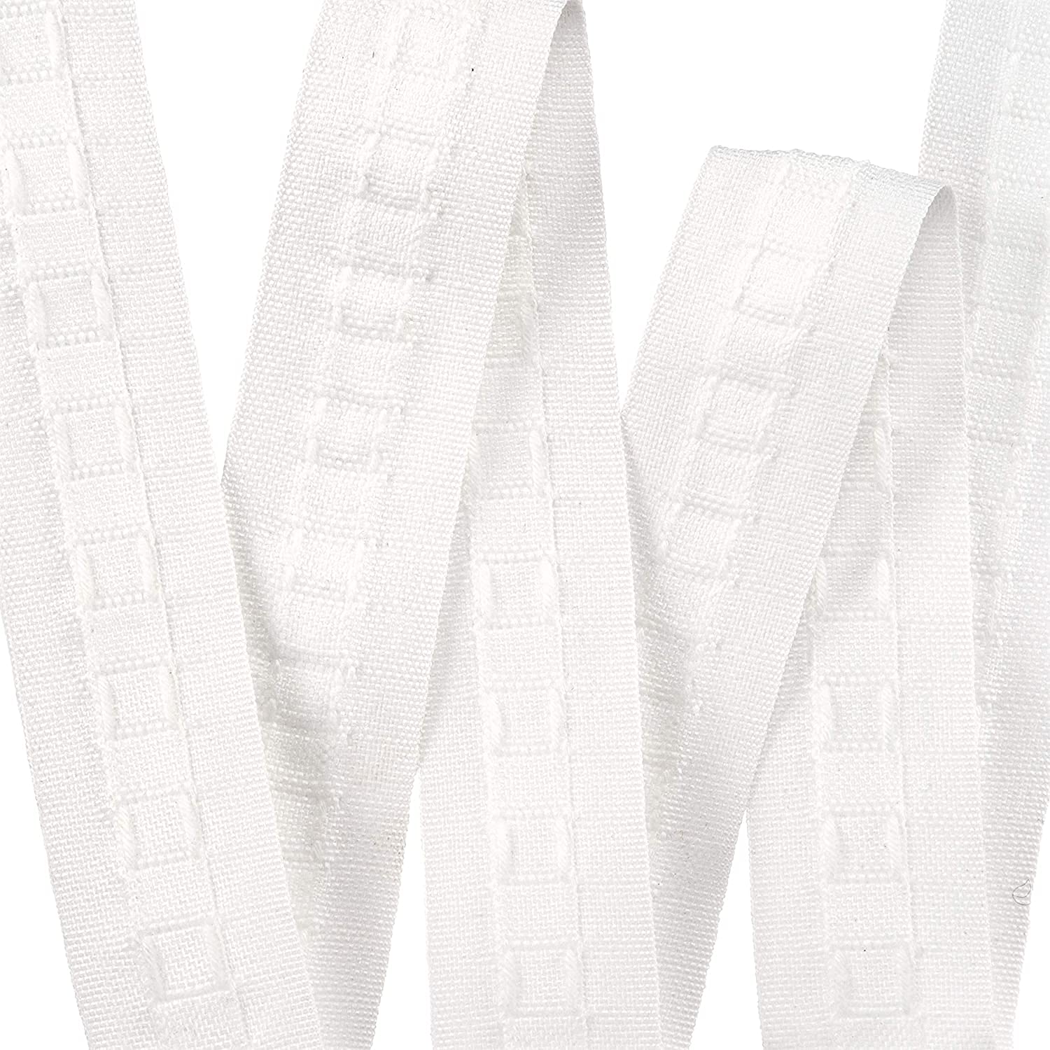 The Bead Shop Curtain Tape | White 25mm 1 Inch Header Tape 5 metres | Heading for Pencil Pleat, Wave Curtains | Supplied A UK Brand