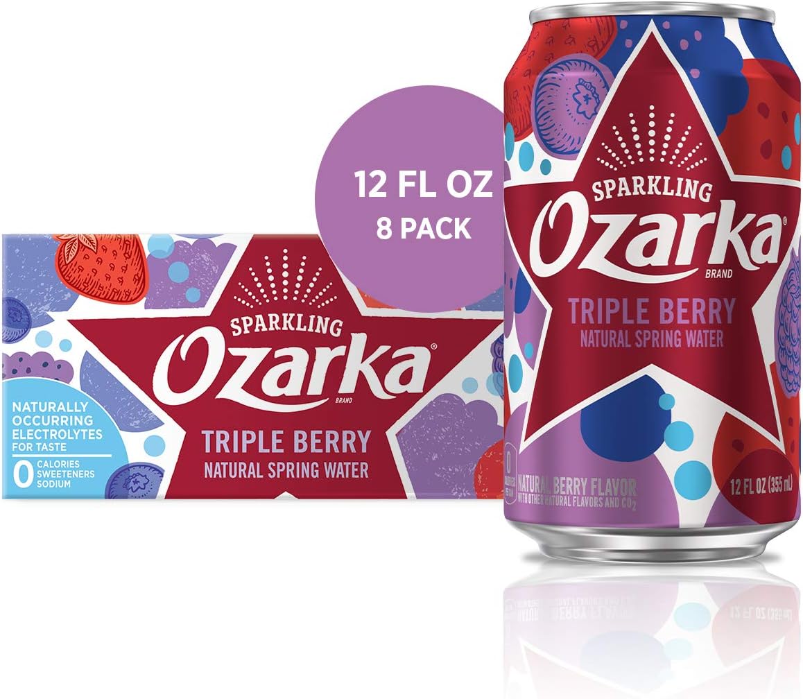 Ozarka Sparkling Water, Triple Berry, 12 Fl Oz (Pack Of 8)