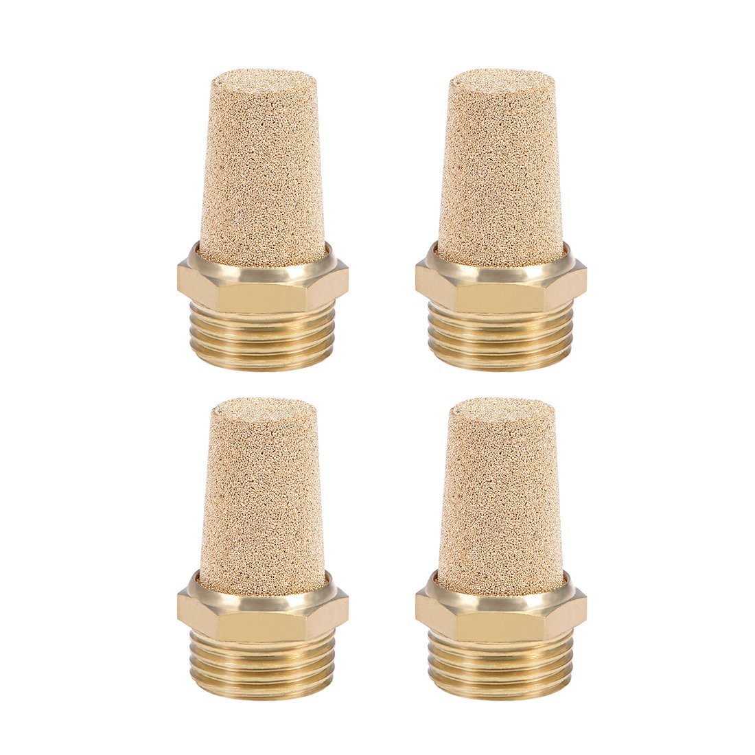 sourcingmap 1/2 PT Sintered Bronze Exhaust Muffler with Brass Body Protruding 4pcs