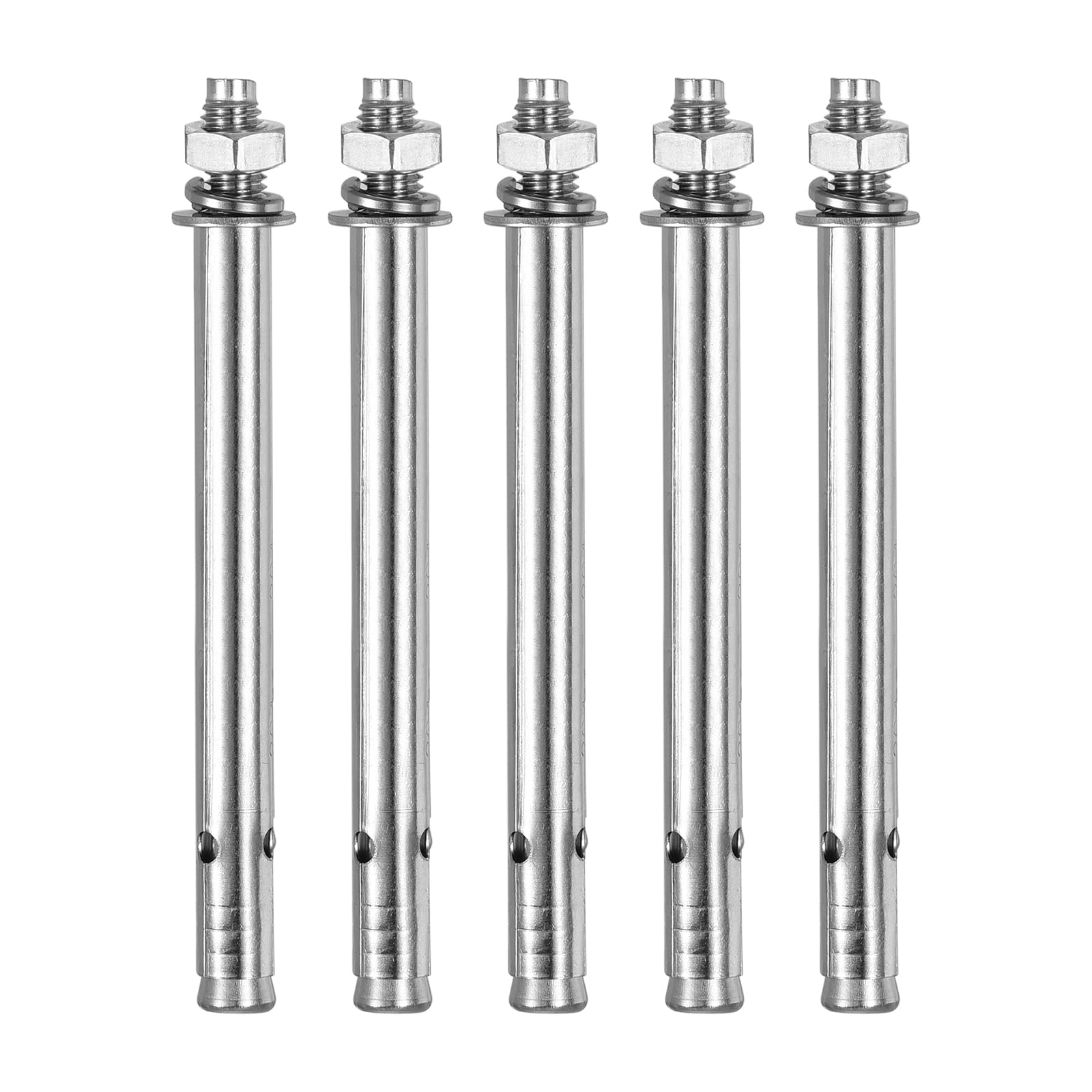DTGN M8 x 120 Hex Expansion Bolts - 5Pack - Good for Concrete Dry Brick Block Walls - 304 Stainless Steel - Silver