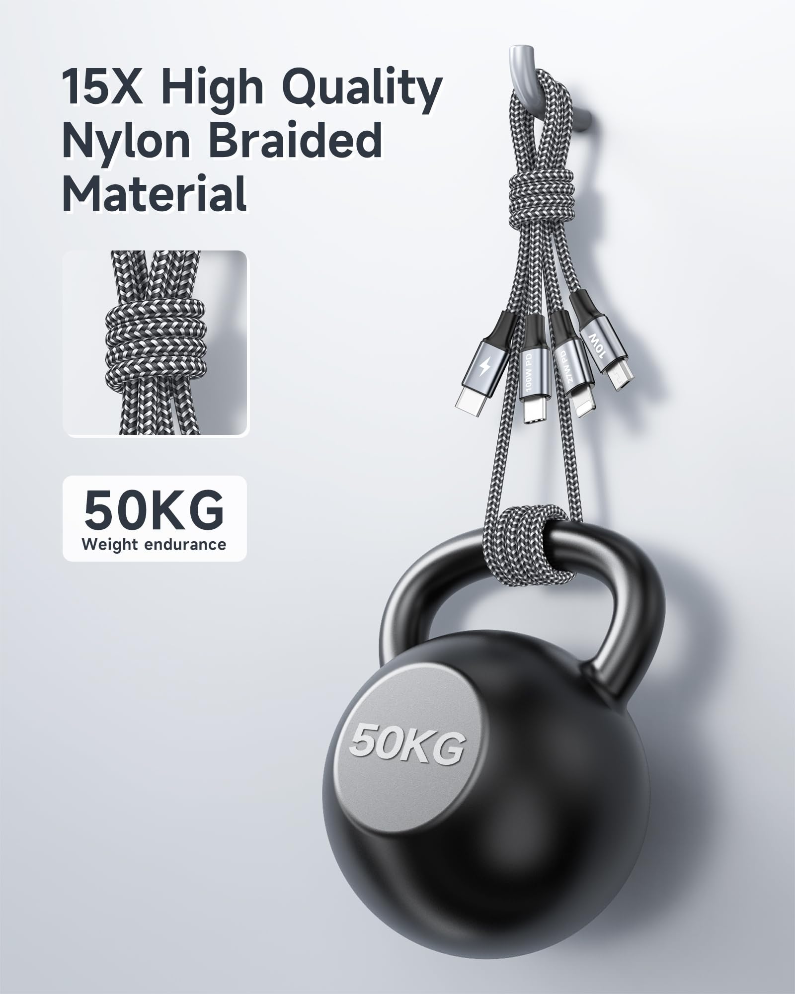 RAVIAD 100W USB C auf Multi USB Kabel [1.2M] 3 in 1 Ladekabel mit E-Mark Chip Schnellladekabel USB C auf USBC[100W]+Micro[10W]+Lightning[27W] für iPhone 15/14, Galaxy S24/S23, MacBook Pro/Air, Pad 5