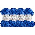 4 skn/Ball Alize Puffy Baby Big Loop Blanket Yarn 100% Micropolyester Soft Yarn 400gr 39.3 yds (141-Royal Blue)