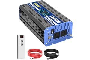 VOLFVERT 1100 Watt Pure Sine Wave Inverter, 12V DC to 110V 120V AC Converter with Two AC Outlets, USB Ports, Type-C ports, Remote Controller, LCD Display, Power Inverter 1100W for Home RV Off-Grid Solar System