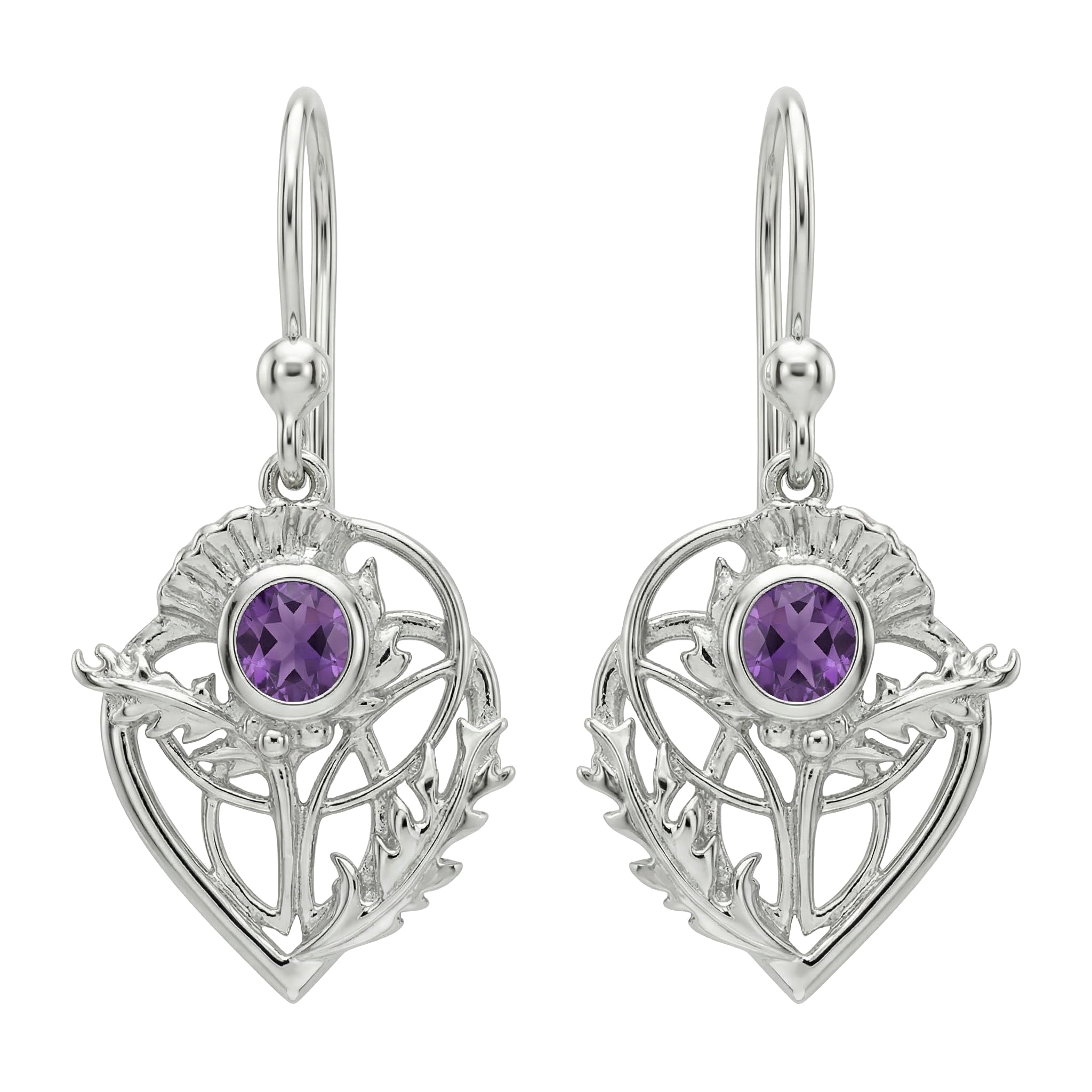 CAIRN 925 Sterling silver Scottish thistle earrings for women. Jewellery gift box included. Sabie. 6104