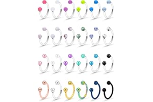 SCERRING 16G Septum Jewelry Clear Bioflex Stainless Steel Horseshoe Nose Hoop Rings Eyebrow Lip Earring Tragus Barbells Piercing Jewelry Retainer 8-12mm 12-24PCS