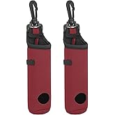 PATIKIL Golf Ball Carry Bag, 2 Pcs Golf Tee Holder Pouch Portable Neoprene Golf Ball Holder with Clip for Men and Women Storage Gifts, Burgundy