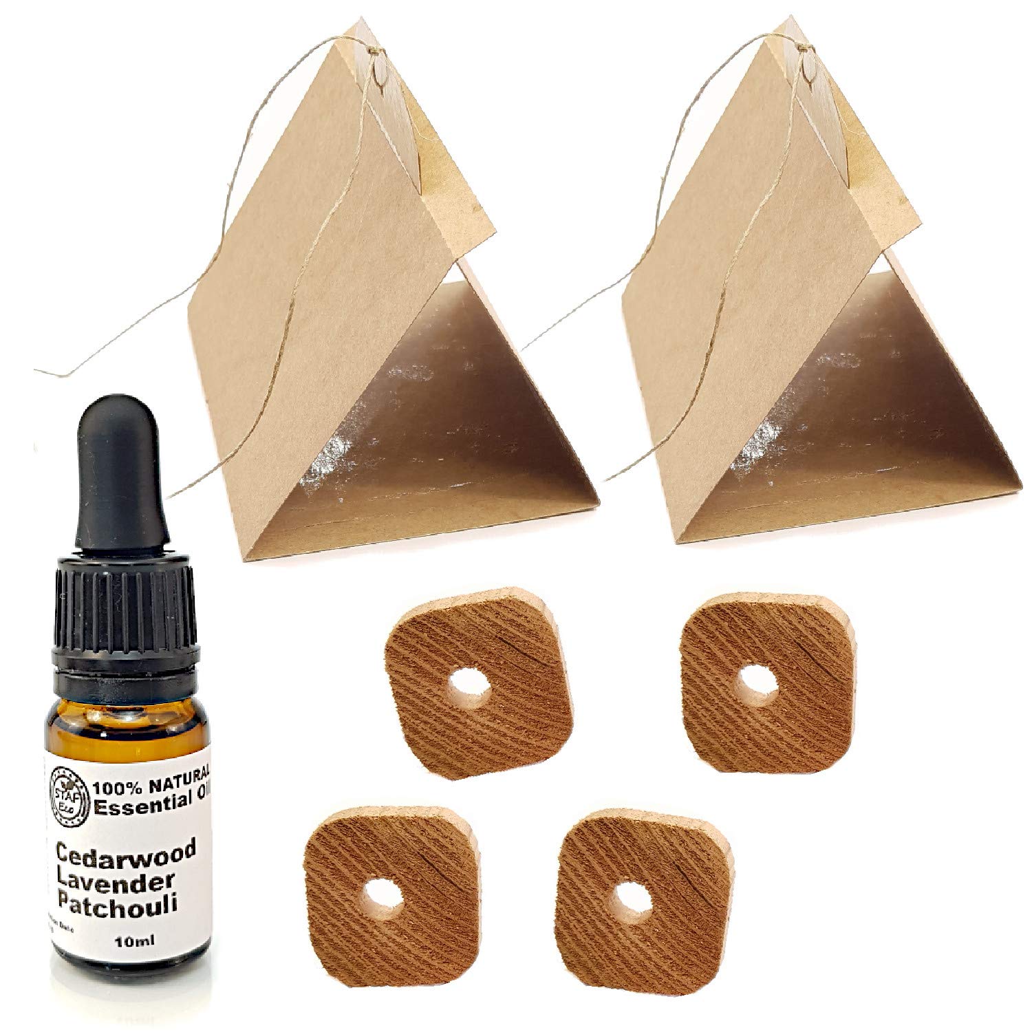 STAFECO Natural Moth Trap Repellent Kit Cedarwood Cedar Wood 4 Rings Lavender Oil for Wardobes 2 Traps (Small Kit)