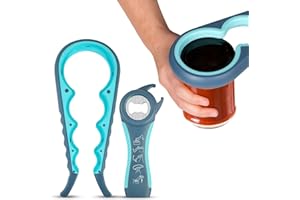 Blue Jar Opener. 4 in 1 Multi Function Can Opener, Bottle Opener for Opening Jars with lids, Wine Bottles & Plastic Jars with Lids. Perfect Addition to Kitchen Must Haves. Handy Kitchen Tool By Shagu.