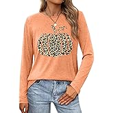 ELDPS Womens Halloween Shirt: Fall Pumpkin T-Shirt Thanksgiving Gift Shirts Casual Long Sleeve Tee Tops