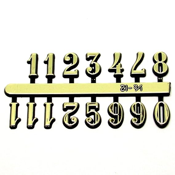 Self Adhesive Black & Gold Plastic Clock Numbers/Roman Numerals/Dots