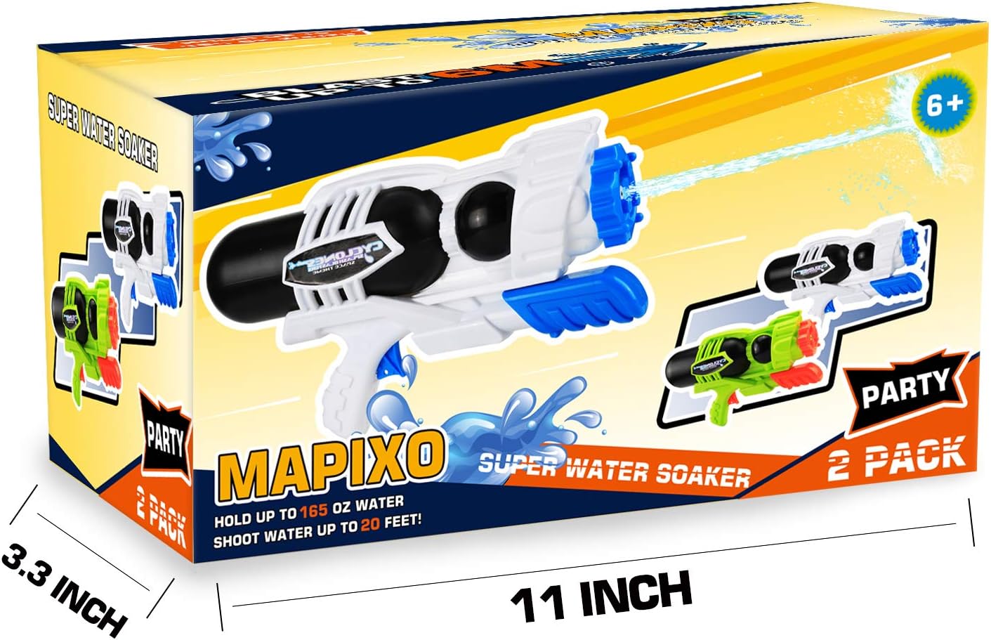MAPIXO 2 Pack Super Water Gun(No Leaking), High Capacity Water Shooter Soaker Blaster Squirt Toy for Swimming Pool Party Sand Beach Game Outdoor Summer Fight Activity for Child Kid boy and Girl: Toys & Games