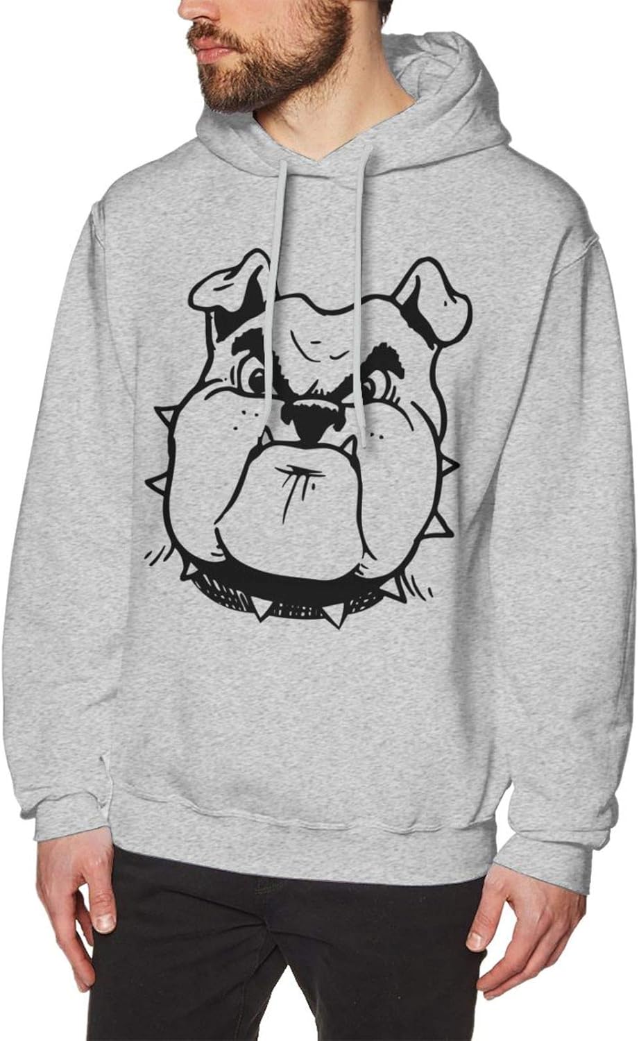 SODFIXCV Funny Bulldog Men's Hoodie Sweatshirt Pullover Hooded Sweater 3XLarge Gray