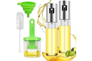 Daily Treasures 2Pack Oil Sprayer Dispenser Upgraded Precise Nozzle, Olive Oil Glass Bottle 100ml (with Oil Brush Bottle, Sil