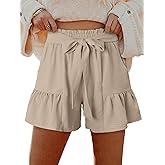 KISSMODA Womens Summer Shorts Lightweight High Waisted Adjustable Tie Knot Casual Short Pants with Pockets