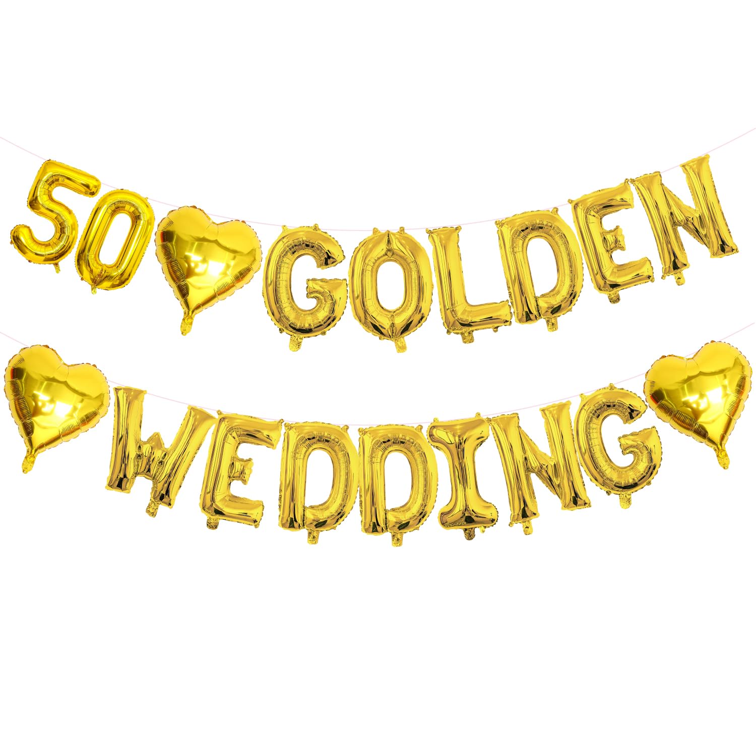 Elicola 50th Wedding Anniversary Decorations Golden Wedding Anniversary Balloons Banner with Foil Heart Balloons Photograph Backdrop for Anniversary Party Decorations