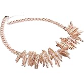 Natural Japanese Fresh Water Biwa Stick Pearl, Button Pearl in 925 Sterling Silver Necklace 16" with 2" Extension Chain and Lobster Clasp