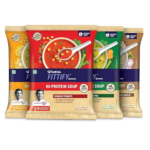 Saffola FITTIFY Gourmet HI Protein Soup- Assorted (Pack of 8)- 192g