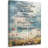 WODMIS Christian Wall Decorations Framed Canvas Art, Inspirational Bible Verses Religious Scripture Floral Decor Canvas Home Decorations for Church Bedroom Living Room Wall Decor 11x14