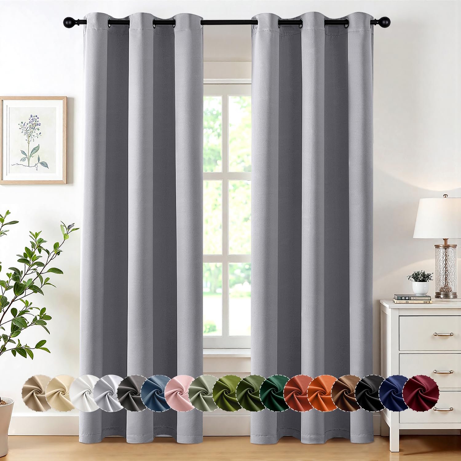 Photo 1 of MIULEE Light Grey Blackout Curtains for Bedroom Living Room 72 Inches Long 2 Panels, Thermal Insulated Room Darkening Drapes Solid Grommet Noise Reduction Light Blocking Window Treatments 40x72 Inch