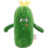 BABOLI Adorable Pickle Stuffed Animal Cucumber Plush Plant with Smile Face and Yellow Corolla Pretty Cute Plushie Toy Gifts for Any Pickle Lover 9 Inches (Naughty-S)