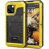Mitywah Waterproof Case for iPhone 14 Plus, Heavy Duty Shockproof Case with Built-in Screen Protector, Full Body Underwater Protective Metal Case 6.7 inch, Yellow