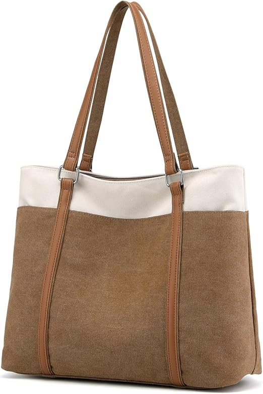 Amazon Co Jp Wxnow レディース ノートパソコン トートバッグ キャンバス ハンドバッグ 財布 ショルダーバッグ Us サイズ One Size カラー ブラウン 服 ファッション小物