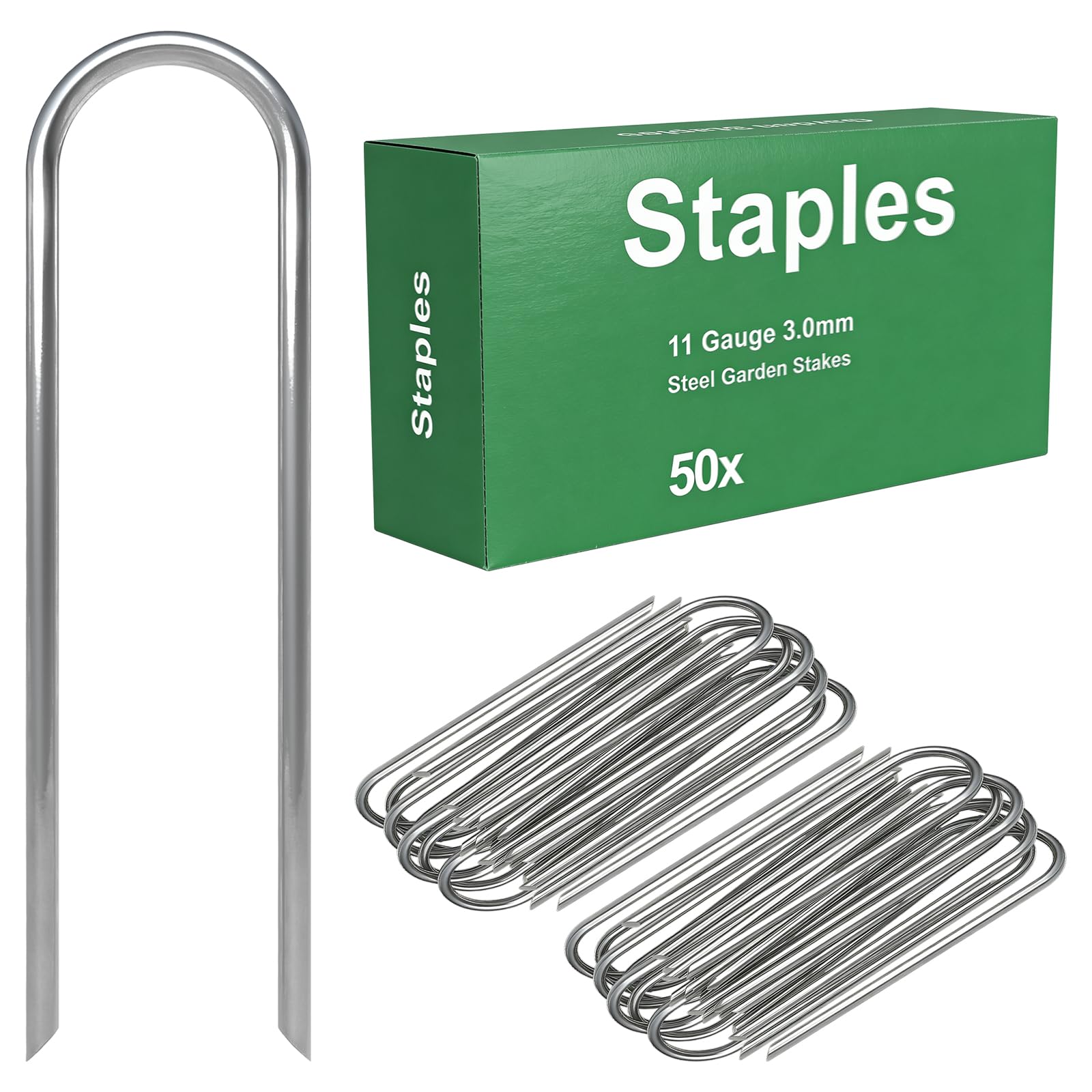 AAGUT 6 Inch Landscape Stakes 50 Pack Garden Drip Irrigation Tubing Stakes Heavy Duty 11 Gauge Galvanized Ground Staples Lawn U Hooks for Soaker Hose, Chicken Wire, Chain Link Fence, Dog Fence โ image 1