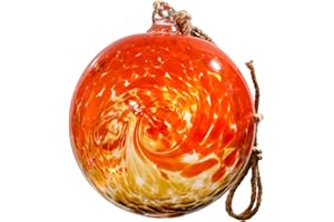 LAELVISH GARDEN Oversized 6.9 in Glass Witch Ball - Hand Blown Gazing Balls Hanging for Window Kitchen Tree Glass Globes Christmas Ornaments Multicolor Friendship Balls Gifts for Women Outdoor Garden Decor