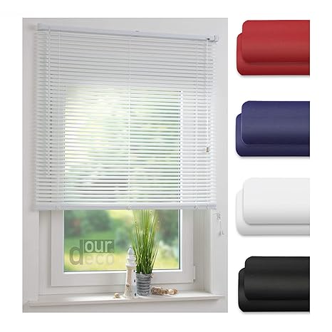 ourdeco® Jalousie aus PVC / 100 x 160 cm (Breite x Höhe) / Farbe weiß/lichtdurchlässig bis Blickdicht/Einfache Montage an Wan