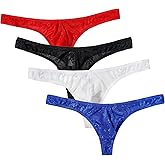 eywlwaar Mens Lace Thong Underwear Sexy Low Rise Bulge Pouch Panties