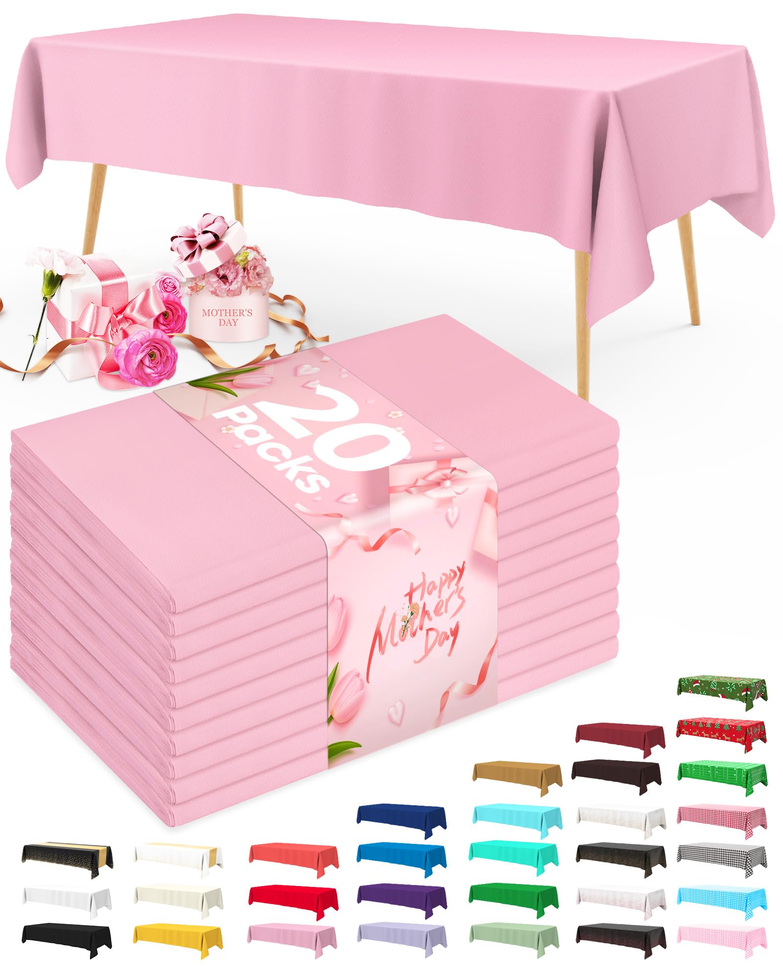 Pureegg Plastic Table Cloth Disposable 20 Pack, 54