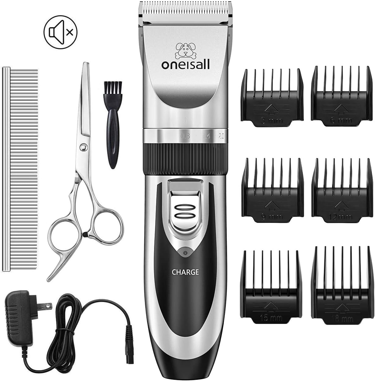 oneisall Dog Shaver Clippers Low Noise Rechargeable Cordless Electric Quiet Hair Clippers Set for Dogs Cats Pets