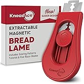 KneadAce Upgraded Extractable & Magnetic Bread Lame Dough Scoring Tool - Professional Sourdough scoring tool for Sourdough Bread baking & Bread Making Tools - Scoring Patterns booklet & 5 Razor Blades