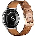 GEAK Leather Bands Compatible with Samsung Galaxy Watch 7 Band 40mm 44mm/Galaxy Watch 6 5 4 Band 40mm 44mm/Galaxy Active 2 Band 40mm 44mm, 20mm Watch Band for Women Men, Brown